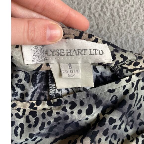 Vintage Ilyse Hart Midi Wrap Skirt 8 Medium Animal Print Flowy Boho Beach Y2K - Picture 12 of 16